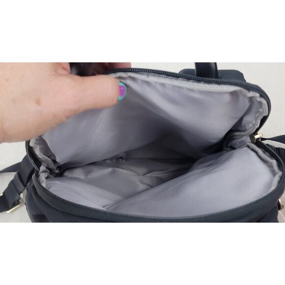 TUMI Voyageur Carson Backpack Black Nylon Gold Hardware Laptop Travel Bag - Picture 8 of 16